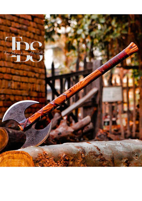 Handcrafted Viking Double-Headed Axe, Norse-Inspired Battle Axe, Handmade Fantasy Weapon, Medieval Cosplay Axe, Christmas Gift, Anniversary Gift, Groomsmen Gift - TheBlacksmithLtd #