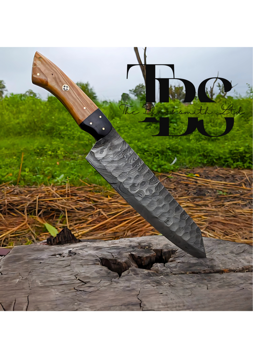 Damascus Brown Bone Style Knife