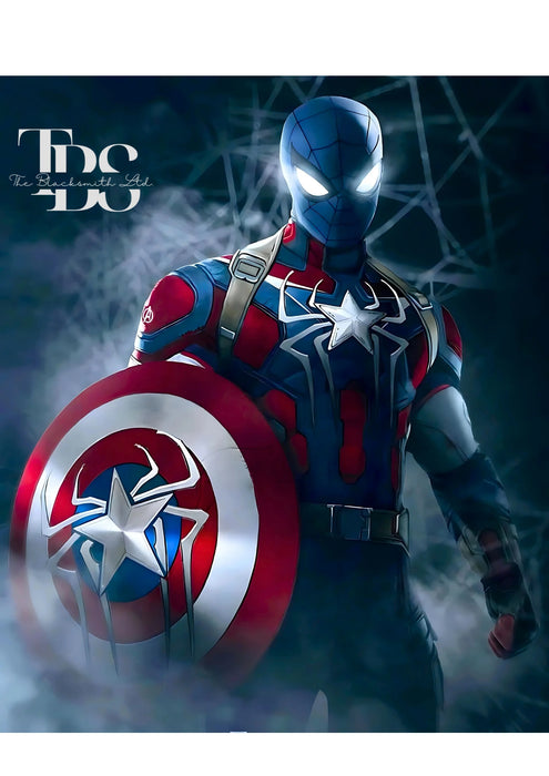 Handcrafted Spider-Captain Shield with Iconic Red, White, and Blue Design in Durable Metal – Perfect for Anniversary, Groomsmen Gifts, Christmas Gifts, and Collectors - TheBlacksmithLtd #