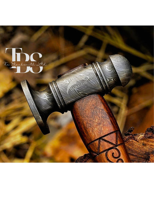 Handcrafted Viking Hammer, Damascus Steel Fantasy Hammer, Norse Mythology Battle Hammer Replica, Collectible Viking Cosplay Hammer, Christmas Gift, Anniversary Gift, Groomsmen Gift - TheBlacksmithLtd #