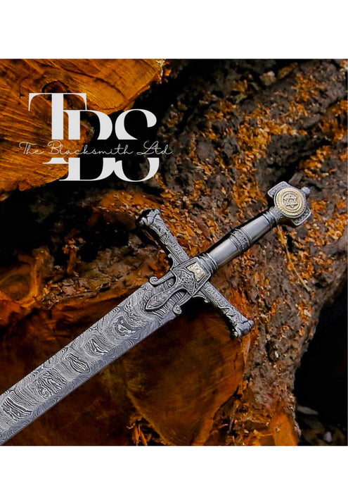 Handcrafted 36-Inch King Solomon Sword with Intricate Blade Engravings and Elegant Handle – Perfect for Anniversaries, Groomsmen, and Special Gifts