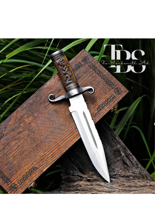 Handcrafted 12-Inch Dagger with Engraved Wooden Handle and Decorative Box – Perfect for Anniversaries, Groomsmen, and Collectible Gifts