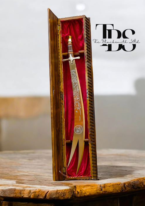 36-Inch Handcrafted Zulfikar Sword – Imam Ali-Inspired Sword with Wooden Display Box, Perfect for Anniversaries, Groomsmen Gifts, and Collectibles