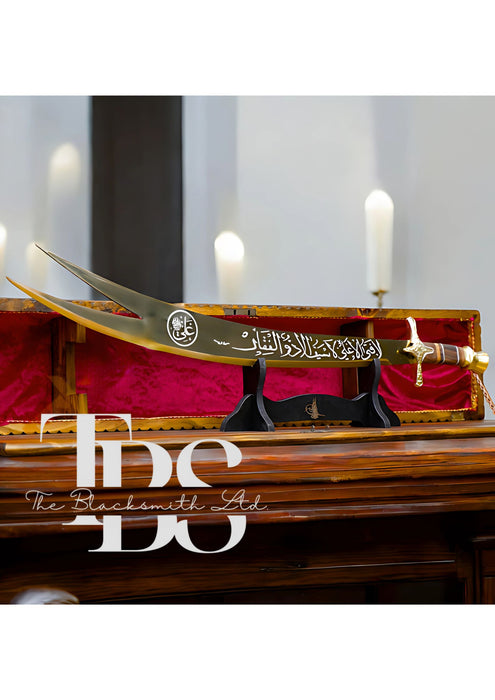 36-Inch Handcrafted Zulfikar Sword – Imam Ali-Inspired Sword with Wooden Display Box, Perfect for Anniversaries, Groomsmen Gifts, and Collectibles