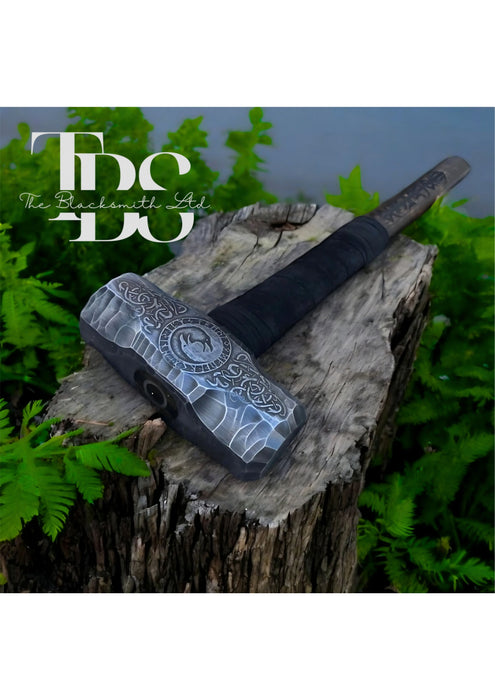 Handmade Crow Viking Hammer – 20-Inch Norse Berserker Weapon with Engraved Crows – Perfect for Renaissance Faire, Collectors, and Gifts