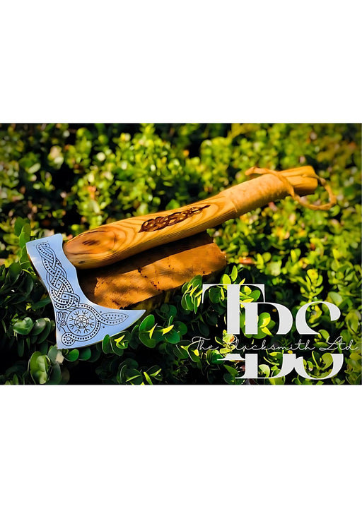 Viking-Inspired Handcrafted Axes – Mixed Variety with Unique Engravings, Different Colors and Shapes, Stainless Steel Blades, Leather Blade Covers, Optional Custom Engraved Wooden Box – Perfect Gift for Collectors, Groomsmen, Christmas, and Anniversaries - TheBlacksmithLtd #