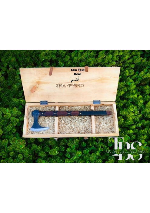 Viking-Inspired Handcrafted Axes – Mixed Variety with Unique Engravings, Different Colors and Shapes, Stainless Steel Blades, Leather Blade Covers, Optional Custom Engraved Wooden Box – Perfect Gift for Collectors, Groomsmen, Christmas, and Anniversaries - TheBlacksmithLtd #