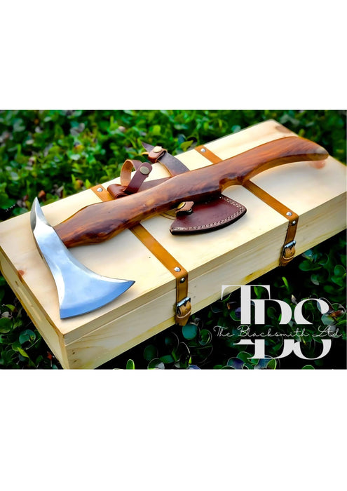 Viking-Inspired Handcrafted Axes – Mixed Variety with Unique Engravings, Different Colors and Shapes, Stainless Steel Blades, Leather Blade Covers, Optional Custom Engraved Wooden Box – Perfect Gift for Collectors, Groomsmen, Christmas, and Anniversaries - TheBlacksmithLtd #