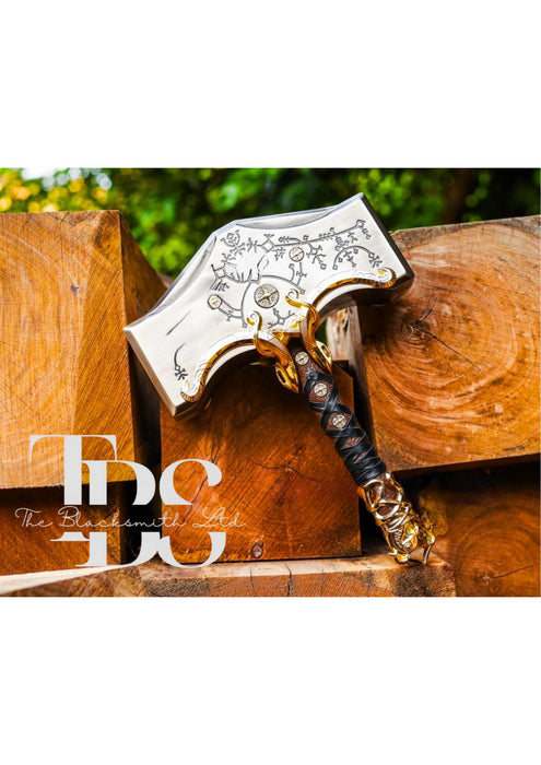 Handcrafted Mjolnir Hammer Replica, Thor’s Hammer, God of War 4 Norse Mythology Weapon, God of Thunder Cosplay Weapon, Fantasy Collectible, Christmas Gift, Anniversary Gift, Groomsmen Gift - TheBlacksmithLtd #
