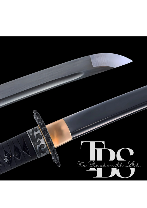 Handcrafted Damascus Steel Dragon Katana Sword – Full Tang Samurai-Inspired Design with Black and Golden Detailing – Perfect Collectible, Anniversary Gift, or Groomsmen Present - TheBlacksmithLtd #