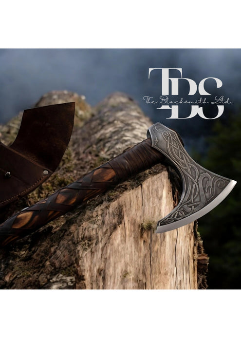 Handcrafted King Ragnar Viking Axe – 24" Legendary Norse Battle Axe with Leather Sheath – Ideal for Anniversaries, Groomsmen, and Collectors