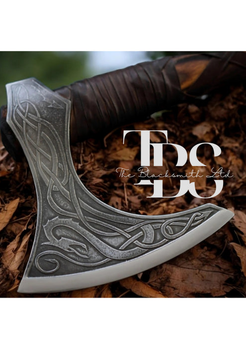 Handcrafted King Ragnar Viking Axe – 24" Legendary Norse Battle Axe with Leather Sheath – Ideal for Anniversaries, Groomsmen, and Collectors