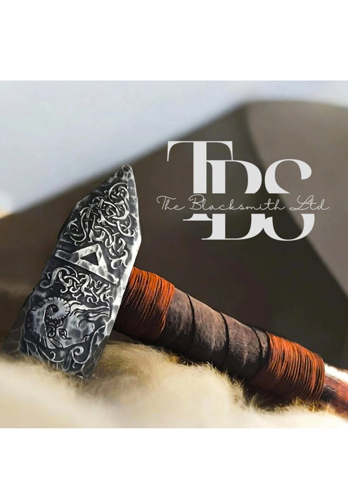 Hand-Engraved Viking Ram Hammer | 16-Inch Mjolnir with Thurisaz Rune | Norse Mythology Gift for Christmas, Groomsmen, Anniversary