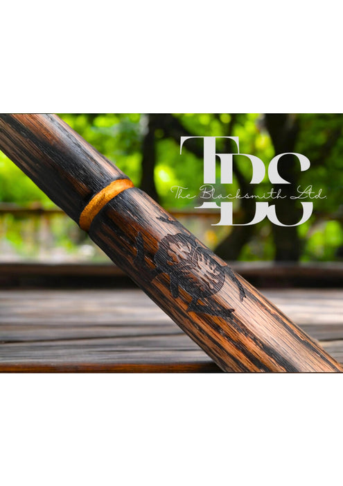 Egyptian Spear of Life – 60-Inch Engraved Stainless Steel Blade with Ankh & Scarab Symbols | Wooden Handle with Gold Painted Details | Unique Christmas, Anniversary, or Groomsmen Gift