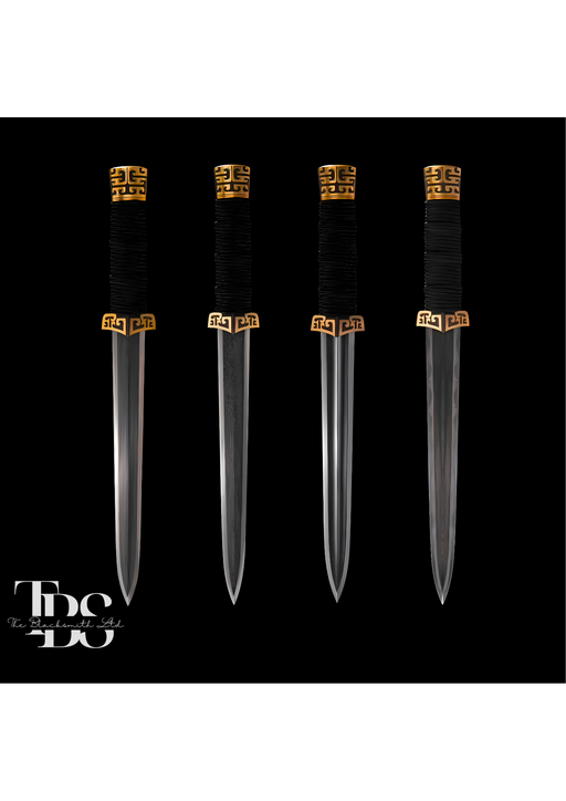 Handcrafted Damascus Steel Katana Sword with Black Handle, Black Blade Cover, and Golden Detailing – Customizable for Anniversary, Groomsmen Gifts, Christmas Gifts, and Collectors - TheBlacksmithLtd #