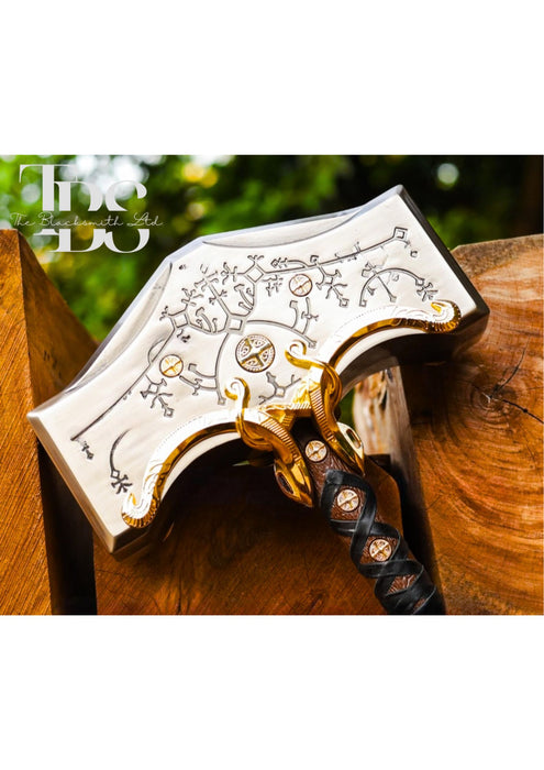 Handcrafted Mjolnir Hammer Replica, Thor’s Hammer, God of War 4 Norse Mythology Weapon, God of Thunder Cosplay Weapon, Fantasy Collectible, Christmas Gift, Anniversary Gift, Groomsmen Gift - TheBlacksmithLtd #
