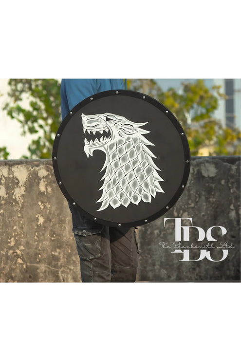 Eddard Stark Medieval Shield - Game of Thrones Ned Stark Oak Direwolf War metal Shield - Handmade Collectible, Anniversary Gift, Groomsmen Gift, Christmas Gift - TheBlacksmithLtd #