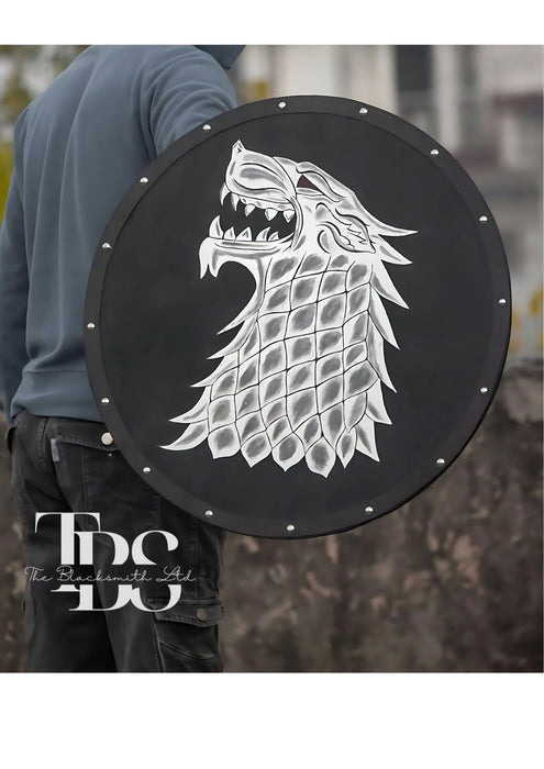 Eddard Stark Medieval Shield - Game of Thrones Ned Stark Oak Direwolf War metal Shield - Handmade Collectible, Anniversary Gift, Groomsmen Gift, Christmas Gift - TheBlacksmithLtd #