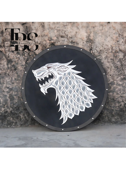 Eddard Stark Medieval Shield - Game of Thrones Ned Stark Oak Direwolf War metal Shield - Handmade Collectible, Anniversary Gift, Groomsmen Gift, Christmas Gift - TheBlacksmithLtd #