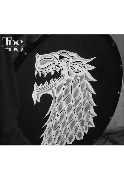 Eddard Stark Medieval Shield - Game of Thrones Ned Stark Oak Direwolf War metal Shield - Handmade Collectible, Anniversary Gift, Groomsmen Gift, Christmas Gift - TheBlacksmithLtd #
