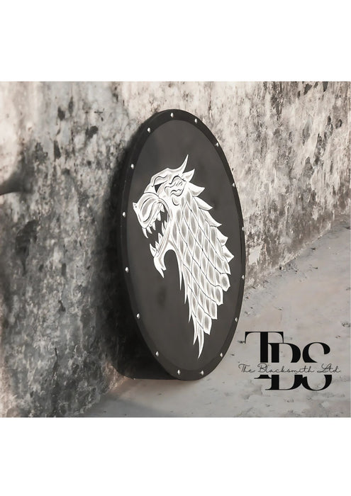 Eddard Stark Medieval Shield - Game of Thrones Ned Stark Oak Direwolf War metal Shield - Handmade Collectible, Anniversary Gift, Groomsmen Gift, Christmas Gift - TheBlacksmithLtd #