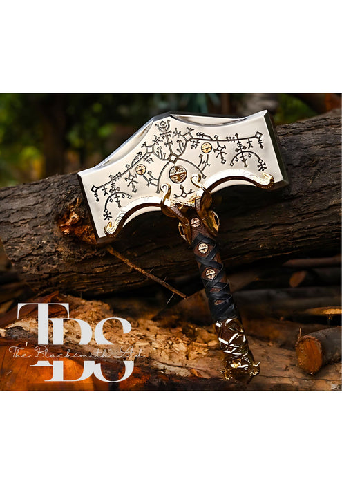 Handcrafted Mjolnir Hammer Replica, Thor’s Hammer, God of War 4 Norse Mythology Weapon, God of Thunder Cosplay Weapon, Fantasy Collectible, Christmas Gift, Anniversary Gift, Groomsmen Gift - TheBlacksmithLtd #