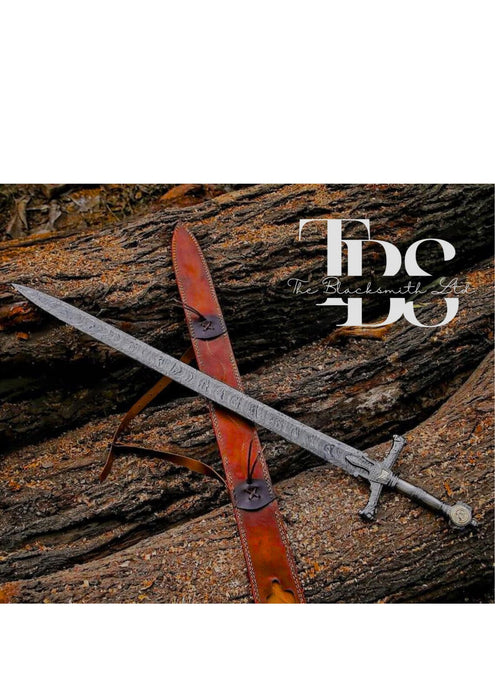 Handcrafted 36-Inch King Solomon Sword with Intricate Blade Engravings and Elegant Handle – Perfect for Anniversaries, Groomsmen, and Special Gifts