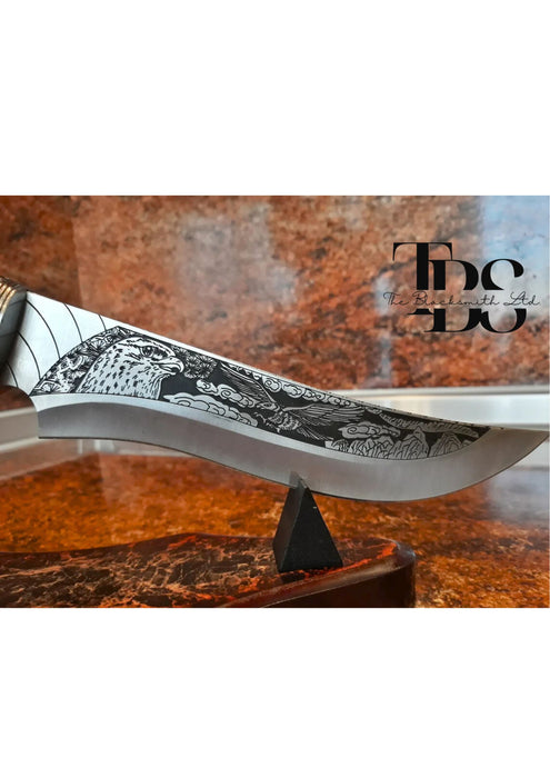 Exquisite 12-Inch Handcrafted Engraved Knife with Display Stand – Perfect Gift for Anniversaries, Groomsmen, and Collectors