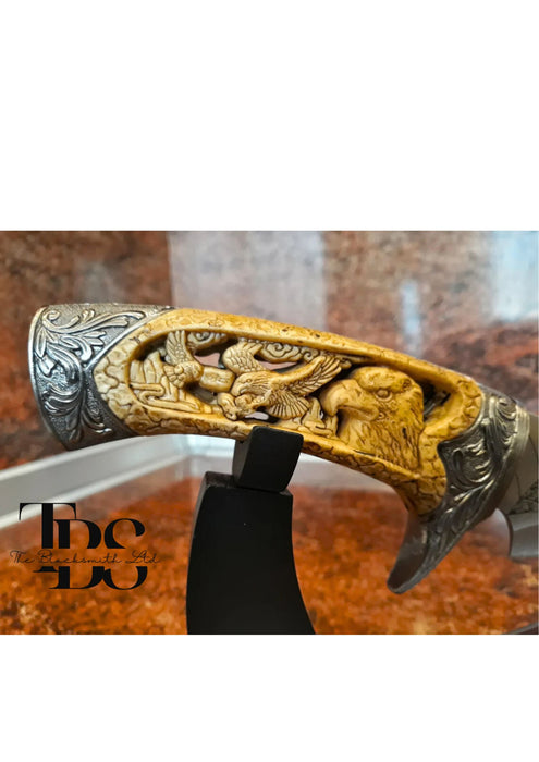 Exquisite 12-Inch Handcrafted Engraved Knife with Display Stand – Perfect Gift for Anniversaries, Groomsmen, and Collectors