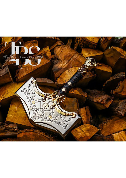 Handcrafted Mjolnir Hammer Replica, Thor’s Hammer, God of War 4 Norse Mythology Weapon, God of Thunder Cosplay Weapon, Fantasy Collectible, Christmas Gift, Anniversary Gift, Groomsmen Gift - TheBlacksmithLtd #