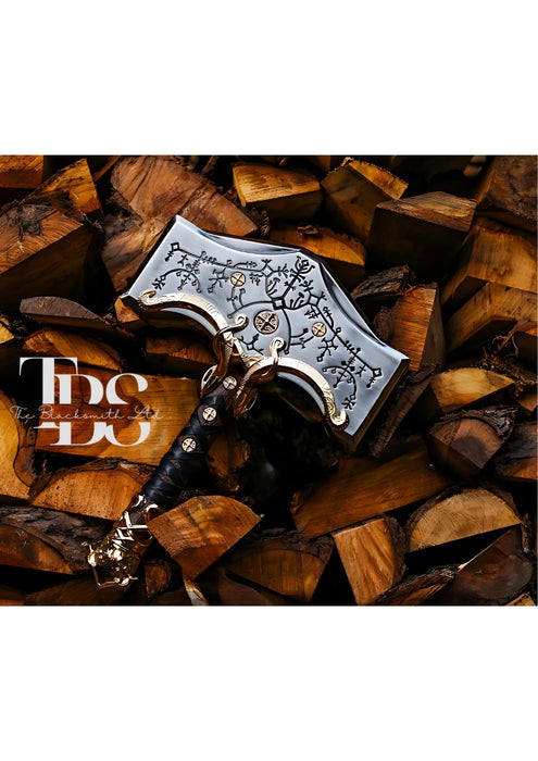 Handcrafted Mjolnir Hammer Replica, Thor’s Hammer, God of War 4 Norse Mythology Weapon, God of Thunder Cosplay Weapon, Fantasy Collectible, Christmas Gift, Anniversary Gift, Groomsmen Gift - TheBlacksmithLtd #