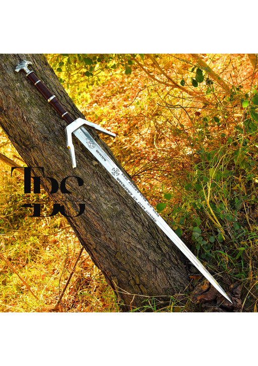 Handcrafted Witcher's Silver Sword, Official Game Version Witcher Sword Replica, Geralt of Rivia Cosplay Sword, Christmas Gift, Anniversary Gift, Groomsmen Gift - TheBlacksmithLtd #