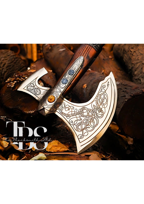 Handcrafted Leviathan Axe Replica, Kratos God of War Axe, Norse Mythology Cosplay Weapon, Fantasy Collectible, Christmas Gift, Anniversary Gift, Groomsmen Gift - TheBlacksmithLtd #