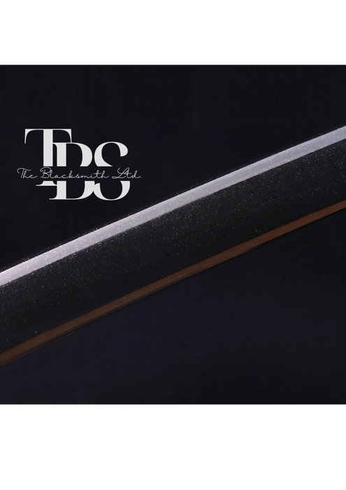 Handcrafted Damascus Steel Katana Sword with Blue Handle, Black Blade Cover, and Golden Detailing – Customizable for Anniversary, Groomsmen Gifts, Christmas Gifts, and Collectors - TheBlacksmithLtd #