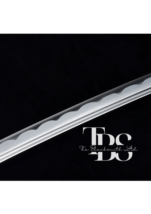 Handcrafted Damascus Steel Katana Sword with White Handle, Golden Detailing, and Black Blade Cover – Customizable for Anniversary, Groomsmen Gifts, Christmas Gifts, and Collectors - TheBlacksmithLtd #