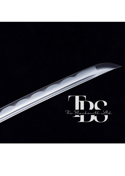 Handcrafted Damascus Steel Katana Sword with White Handle, Golden Detailing, and Black Blade Cover – Customizable for Anniversary, Groomsmen Gifts, Christmas Gifts, and Collectors - TheBlacksmithLtd #