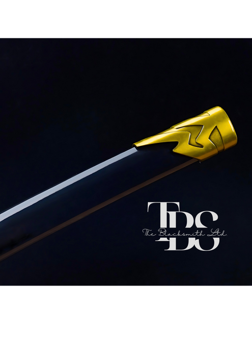 Handcrafted Damascus Steel Katana Sword with White Handle, Golden Detailing, and Black Blade Cover – Customizable for Anniversary, Groomsmen Gifts, Christmas Gifts, and Collectors - TheBlacksmithLtd #
