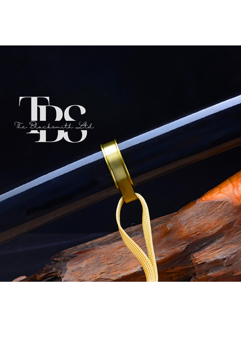 Handcrafted Damascus Steel Katana Sword with White Handle, Golden Detailing, and Black Blade Cover – Customizable for Anniversary, Groomsmen Gifts, Christmas Gifts, and Collectors - TheBlacksmithLtd #