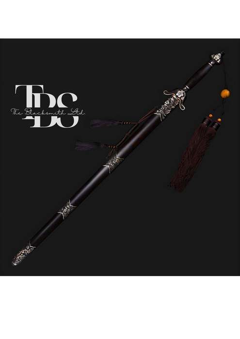 Handcrafted Damascus Steel Katana Sword Set – Wooden Handles and Covers with Bronze Detailing and Lace – Perfect for Anniversaries, Groomsmen Gifts, Christmas, and Collectors - TheBlacksmithLtd #