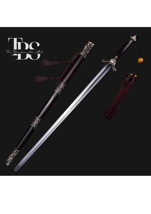 Handcrafted Damascus Steel Katana Sword Set – Wooden Handles and Covers with Bronze Detailing and Lace – Perfect for Anniversaries, Groomsmen Gifts, Christmas, and Collectors - TheBlacksmithLtd #