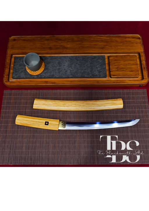 Handcrafted Damascus Steel Katana Sword with Light Brown Handle and Blade Cover – Simple, Plain, and Elegant Design for Anniversary, Groomsmen Gifts, Christmas Gifts, and Collectors - TheBlacksmithLtd #