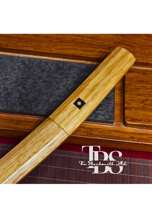 Handcrafted Damascus Steel Katana Sword with Light Brown Handle and Blade Cover – Simple, Plain, and Elegant Design for Anniversary, Groomsmen Gifts, Christmas Gifts, and Collectors - TheBlacksmithLtd #