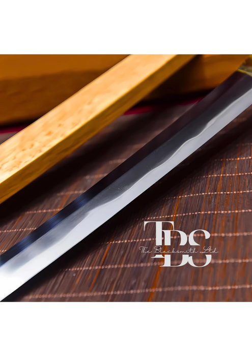 Handcrafted Damascus Steel Katana Sword with Light Brown Handle and Blade Cover – Simple, Plain, and Elegant Design for Anniversary, Groomsmen Gifts, Christmas Gifts, and Collectors - TheBlacksmithLtd #