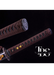 Handcrafted Damascus Steel Katana Sword with Brown Handle, Black Blade Cover with Golden Detailing, and Bronze Accents Below Handle – Perfect for Anniversary, Groomsmen Gifts, Christmas Gifts, and Collectors - TheBlacksmithLtd #