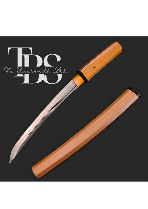 Handcrafted Light Brown Damascus Steel Katana Sword with Shiny Blade – Minimalist Full Tang Samurai Sword – Elegant Collectible for Martial Arts, Weddings, Anniversaries, Christmas, or Groomsmen Gifts - TheBlacksmithLtd #