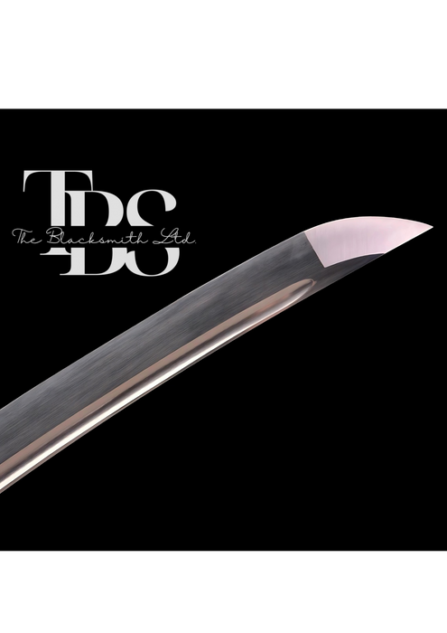 Handmade set of Two Damascus Steel Katana Swords – Black Handle with Black Cover and Dark Orange Handle with Reddish Cover – Full Tang Samurai Swords with Shiny Blades – Ideal for Weddings, Anniversaries, Christmas, or Groomsmen Gifts - TheBlacksmithLtd #