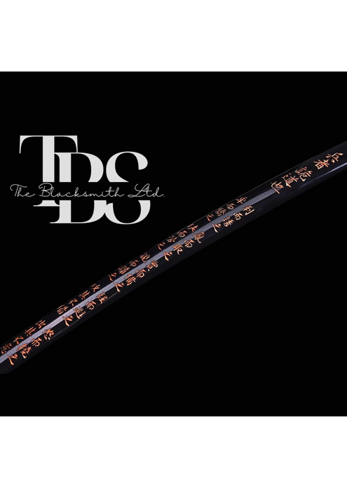 Handmade Damascus Steel Katana Sword – Plain Black Handle and Cover, Customizable Engravings on Blade – Full Tang Samurai Sword for Collectors, Anniversaries, Christmas, or Groomsmen Gifts - TheBlacksmithLtd #