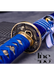 Handmade Damascus Steel Katana Sword – Blue Handle and Blade Cover with Golden and Black Detailing Below Handle – Full Tang Samurai Sword for Collectors, Anniversaries, Christmas, or Groomsmen Gifts - TheBlacksmithLtd #