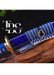 Handmade Damascus Steel Katana Sword – Blue Handle and Blade Cover with Golden and Black Detailing Below Handle – Full Tang Samurai Sword for Collectors, Anniversaries, Christmas, or Groomsmen Gifts - TheBlacksmithLtd #