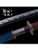 Handcrafted Damascus Steel Katana Sword with Blue Threaded Handle, Decorative Blade Design, Customizable Engravings, and Elegant Wooden Blade Cover, Anniversaries, Christmas, or Groomsmen Gifts - TheBlacksmithLtd #